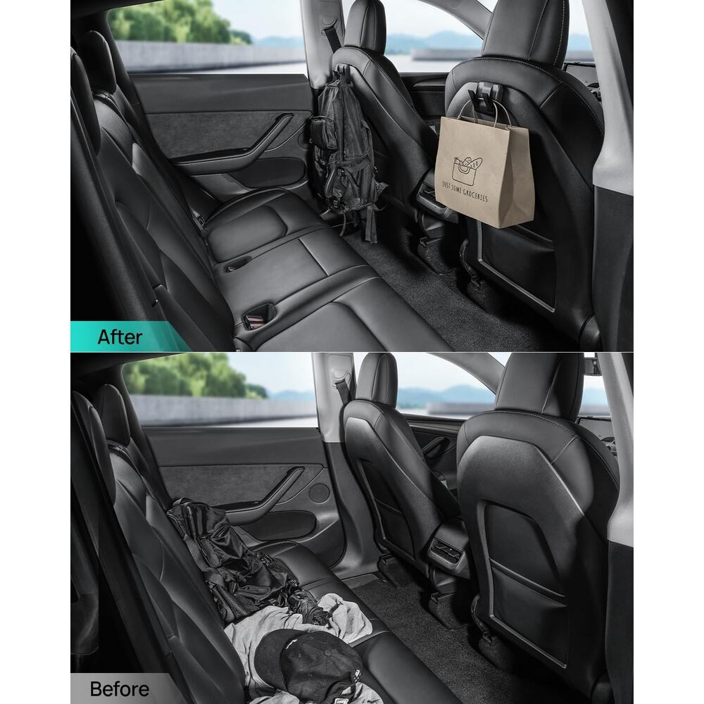 2 Pack Foldable Car Seat Hooks for Tesla Model 3 Y Juniper Highland 2021-2026 - Picture 6 of 8
